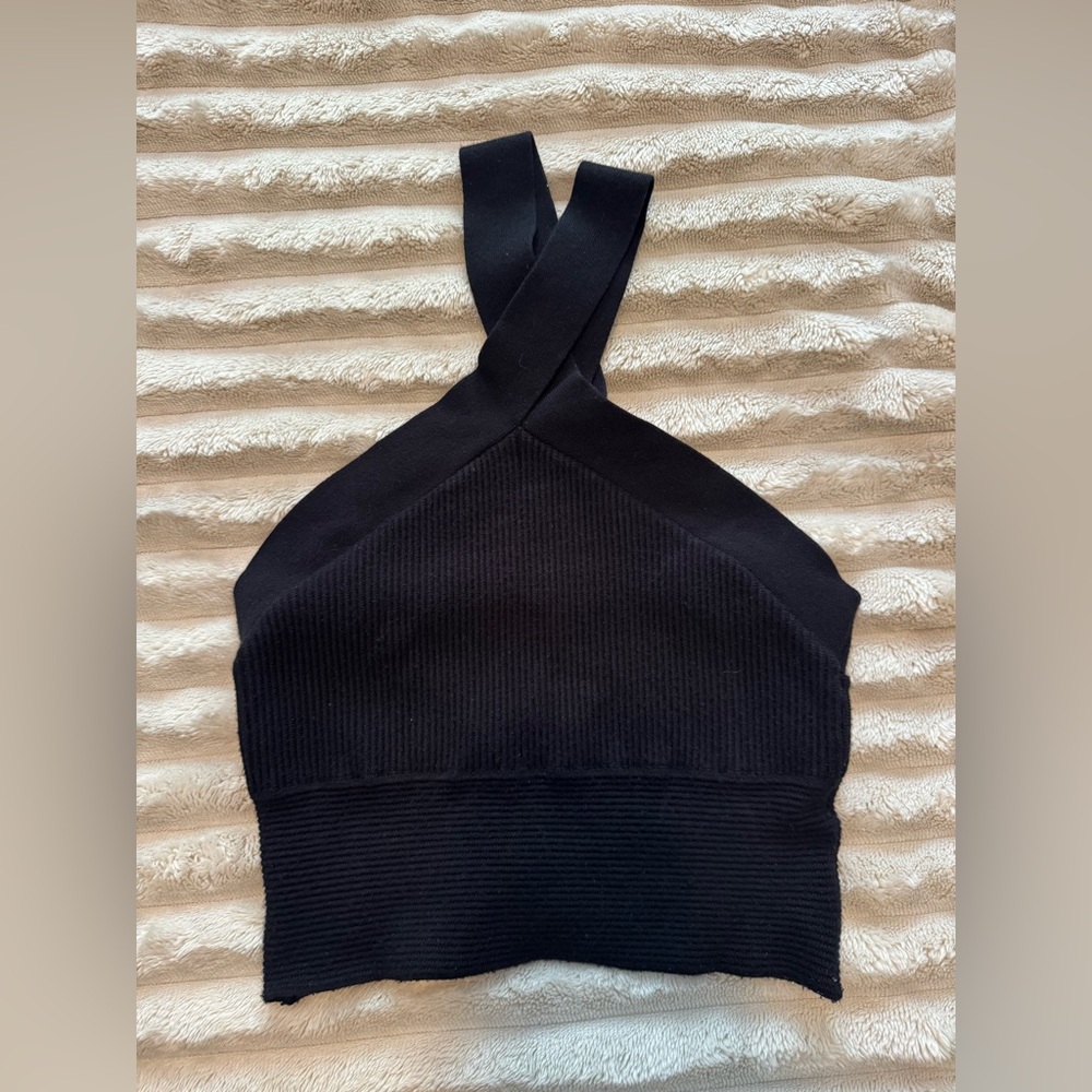 Abercrombie & Fitch Black Ribbed Crop Top